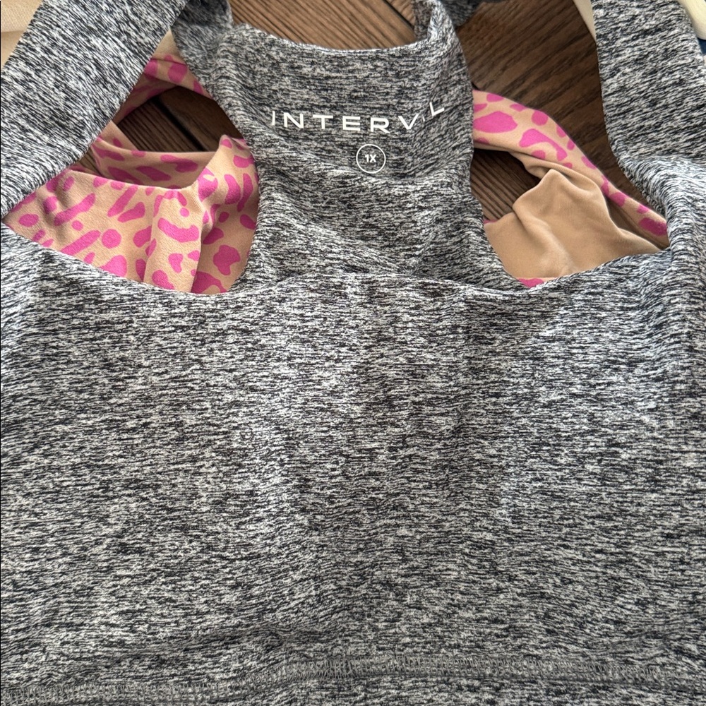 Interval Gray & JoyLab Pink Leopard Print Sports NWT